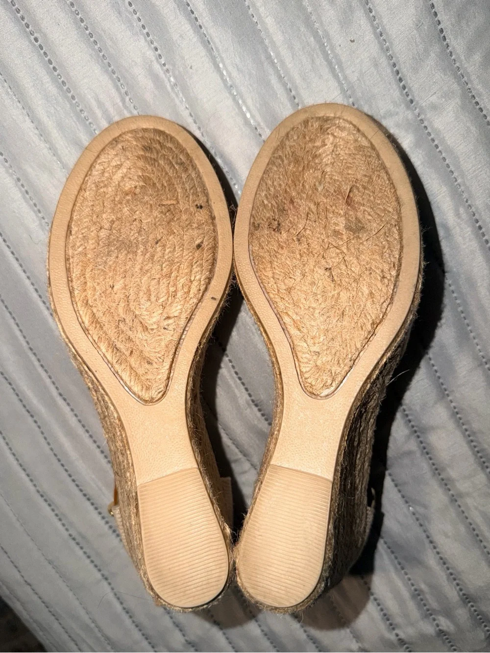 croft & barrow Beige Canvas Ankle-Strap Espadrille Wedges with Tan Straps